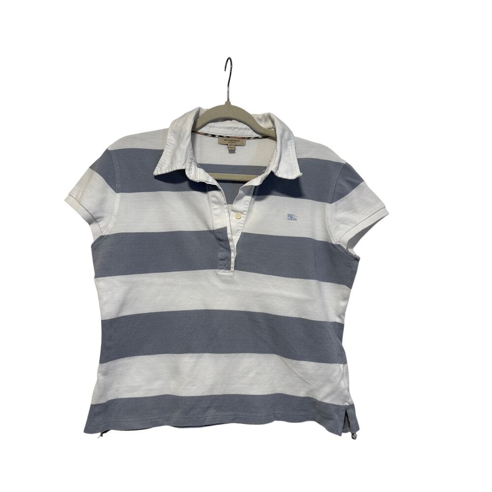 Burberry London XL Blue White Stripe Polo Shirt - Picture 2 of 9
